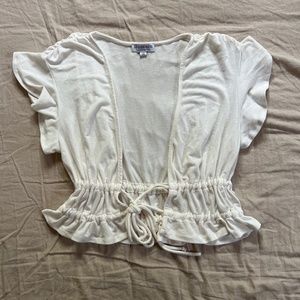 White Poker face front tie top